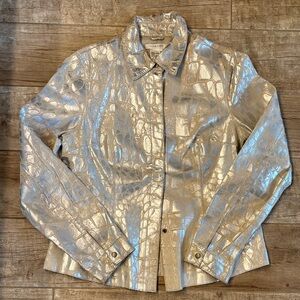 Co & Eddy Metallic Gold and Cream button up jacket